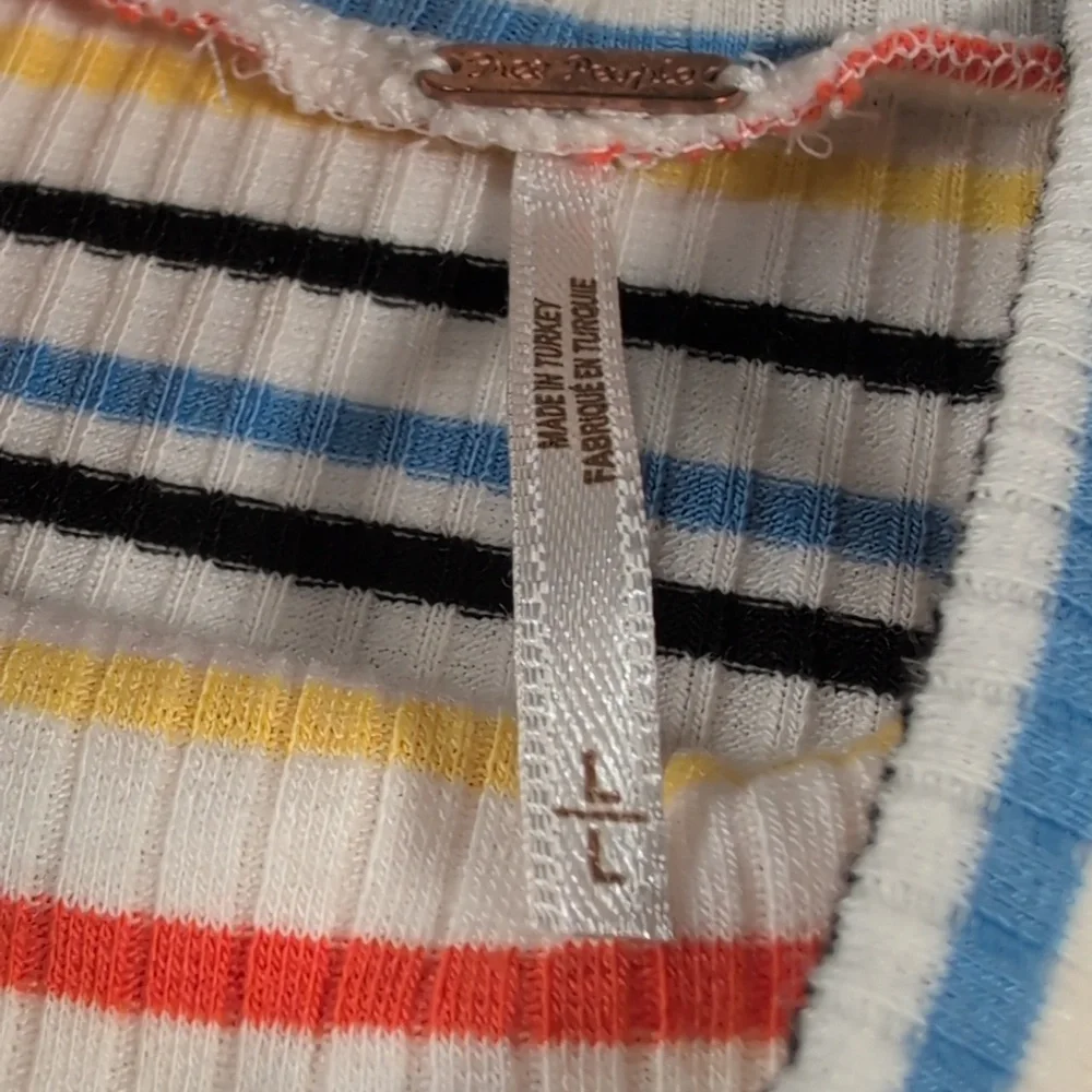 Free People Long Sleeve Striped Ribbed Shirt with Mock Turtleneck Size Large